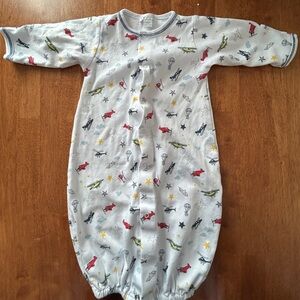 Kissy Kissy Airplane Print Convertible Gown Pajamas Size Small